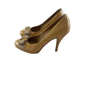 Salvatore Ferragamo Women's Tina Patent Platform Pump Nude - 6B
